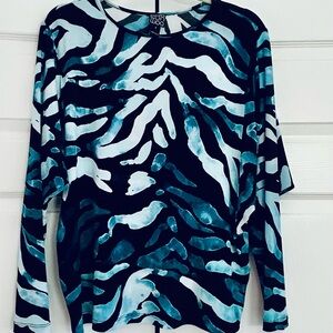Clara Sun Woo Black and Blue Abstract Top